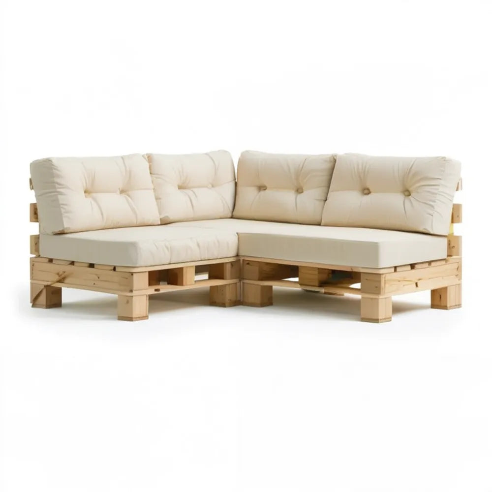 Narożna sofa ogrodowa z palet, naturalny jasny brąz/kremowy, 240 x 80 x 70 cm