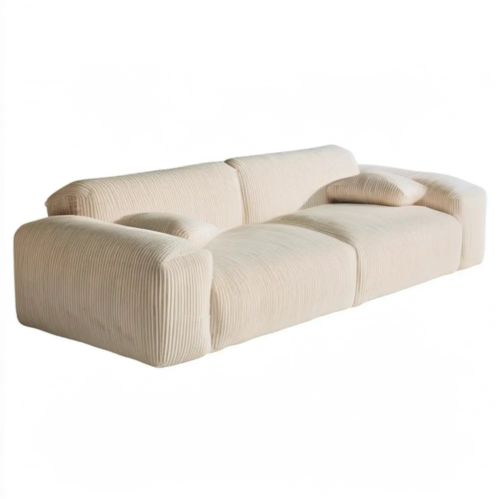 Kremowa sofa modułowa 2-osobowa ze sztruksową tapicerką, 230 x 105 x 70 cm