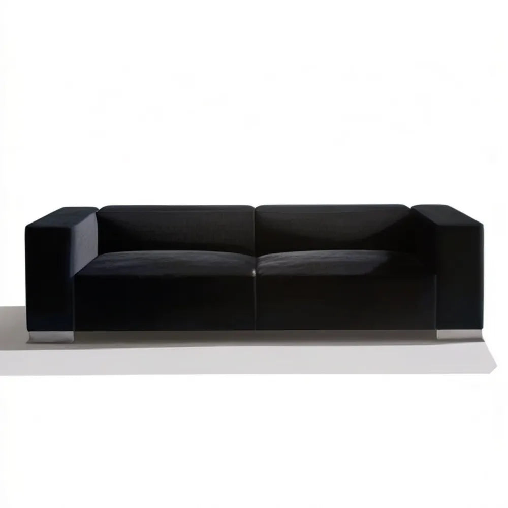 Czarna sofa dwuosobowa z tapicerką PU, 180 x 85 x 70 cm