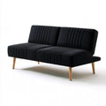 Dwuosobowa sofa z czarnego aksamitu z drewnianymi nogami 180 x 80 x 85 cm