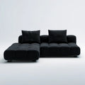 Czarna sofa narożna modułowa z lewostronnym szezlongiem, 285 × 170 × 75 cm