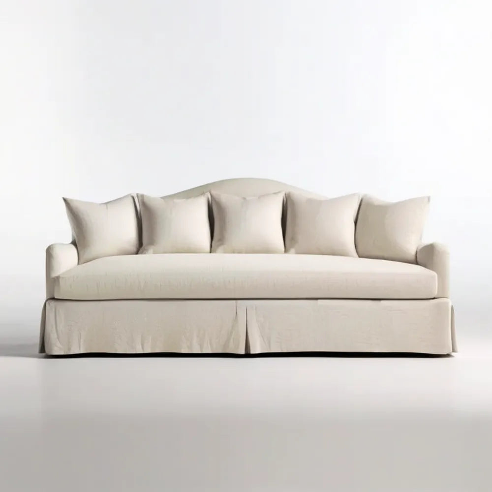 Kremowa sofa trzyosobowa z poliestrową tapicerką, 220 × 90 × 85 cm