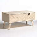 Kremowy stolik kawowy z 2 szufladami MDF, 100 x 50 x 45 cm