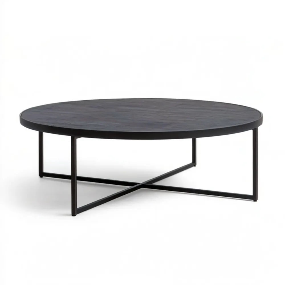 Okrągły stolik kawowy MDF czarny Ø100 × 35 cm