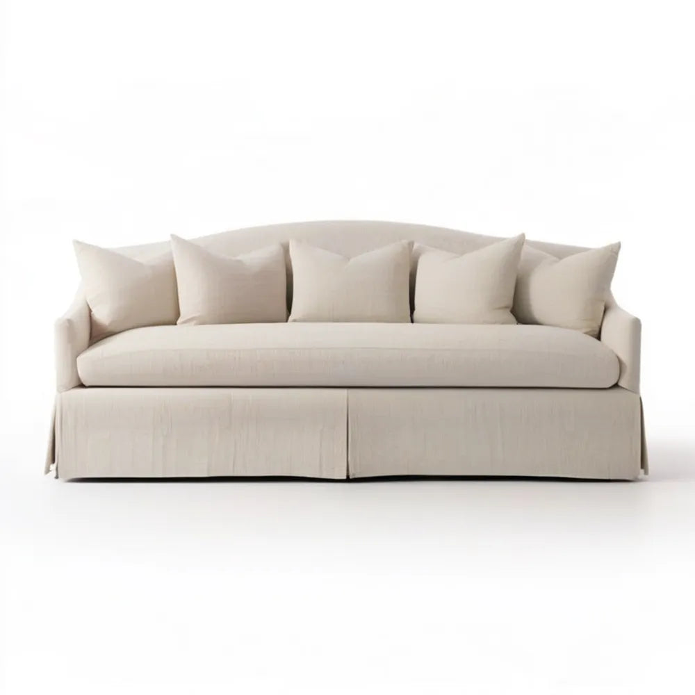 Kremowa sofa trzyosobowa z tapicerką poliestrową, 230 × 95 × 82 cm