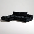 Czarna modułowa sofa narożna L z aksamitną tapicerką, 280 x 180 x 75 cm