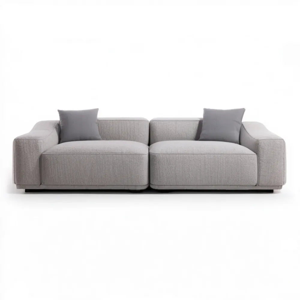 Sofa 2-osobowa jasnoszara z ciemnoszarymi poduszkami 220 x 100 x 82 cm